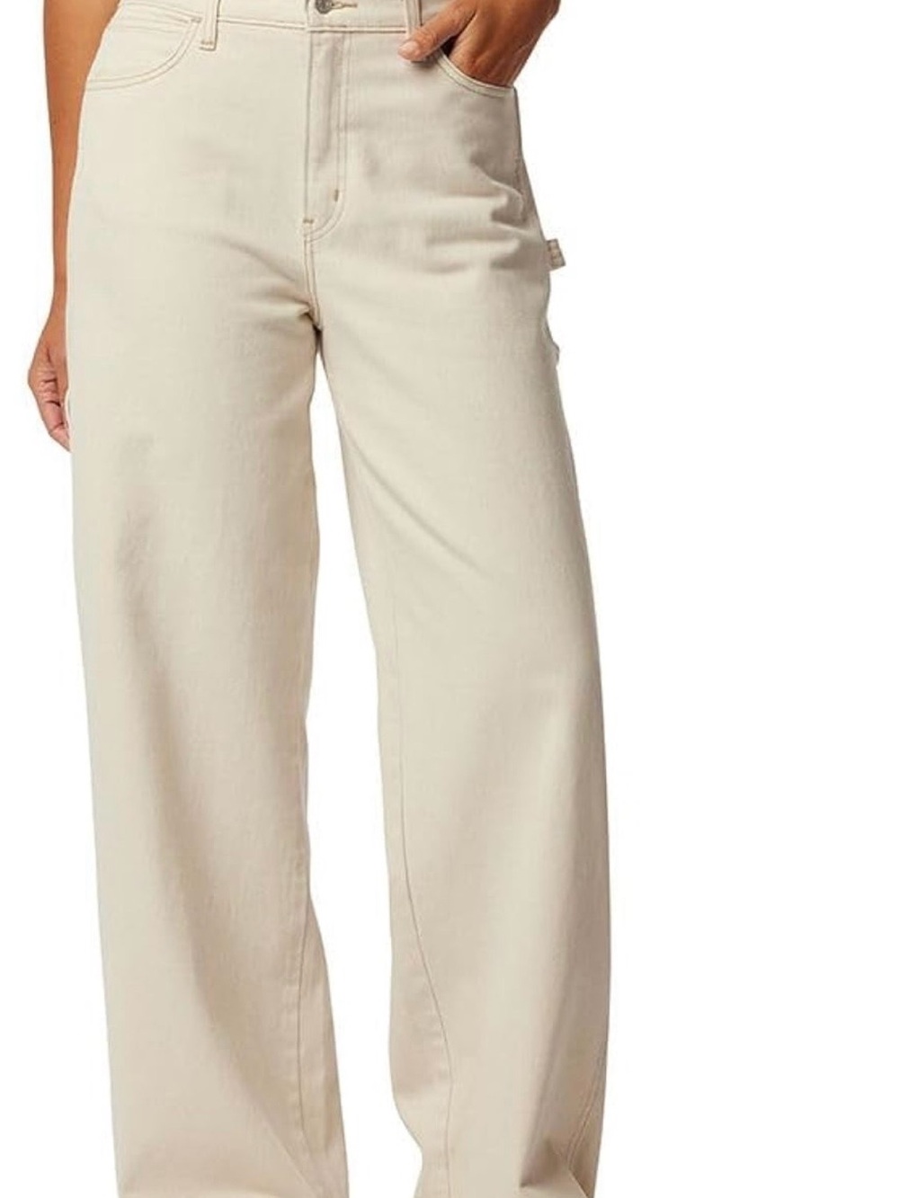 Levi Strauss Signature Gold Heritage Wide Leg Utility Jeans Cream Size 18 W34